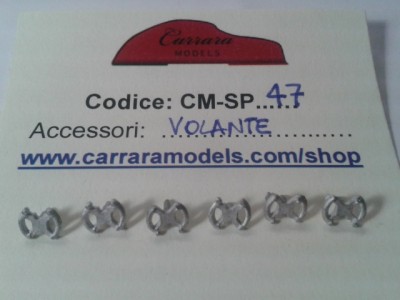 CM-SP47 set 6 pz volante formula - kart diametro 6 mm in metallo bianco - scala 1:43